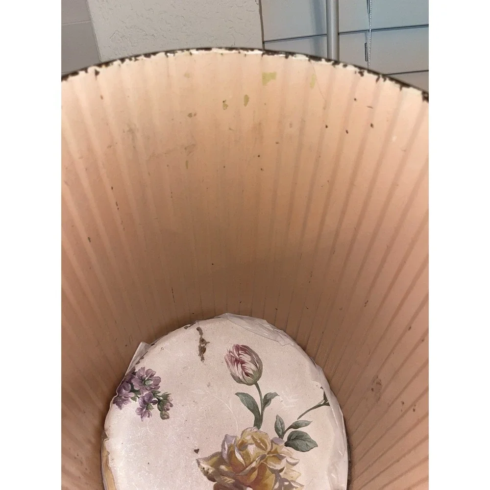 Vintage Hand Painted Tin/metal Trash Can Sunflowers Original Art